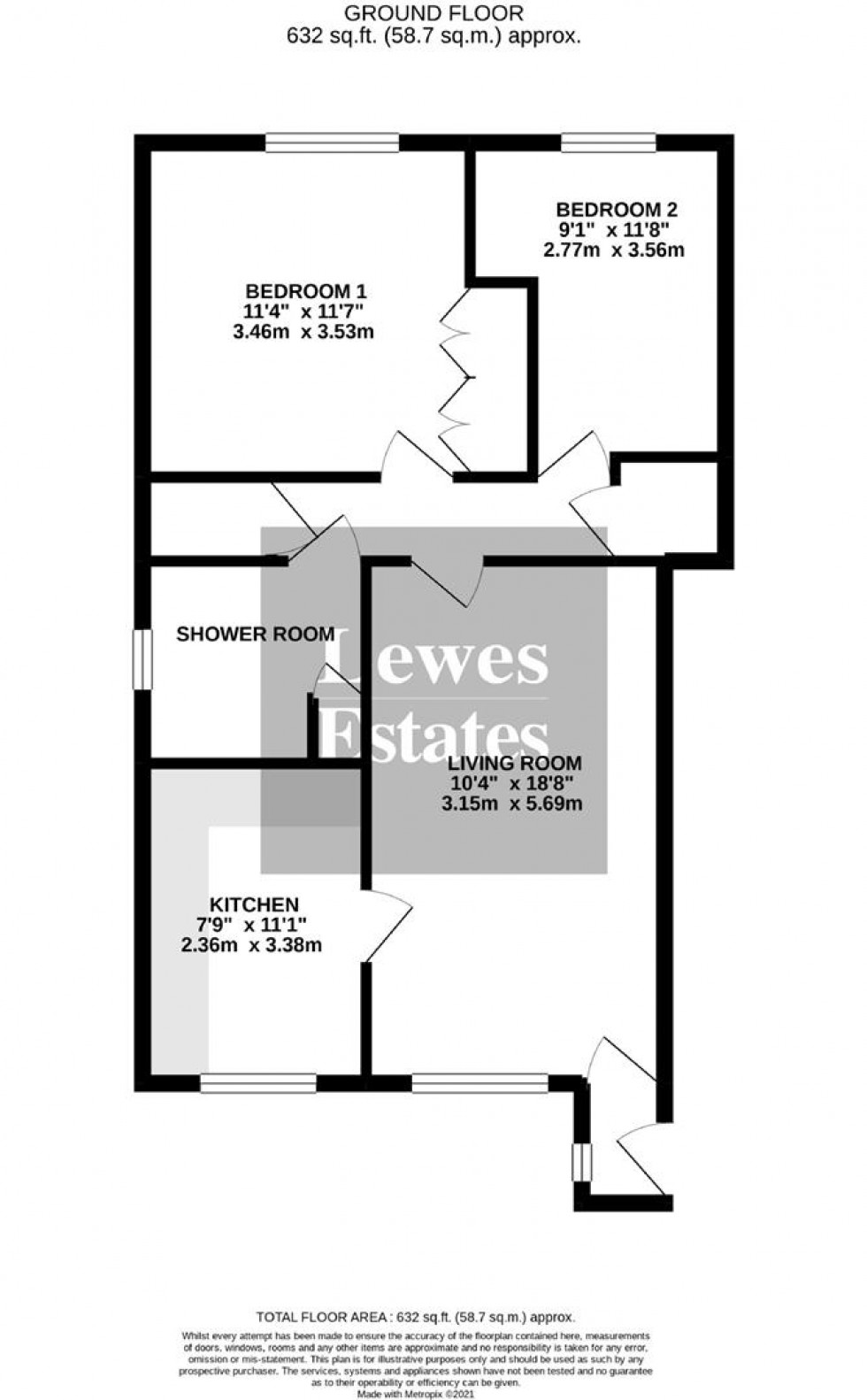 Floorplan for Warren Drive, Lewes