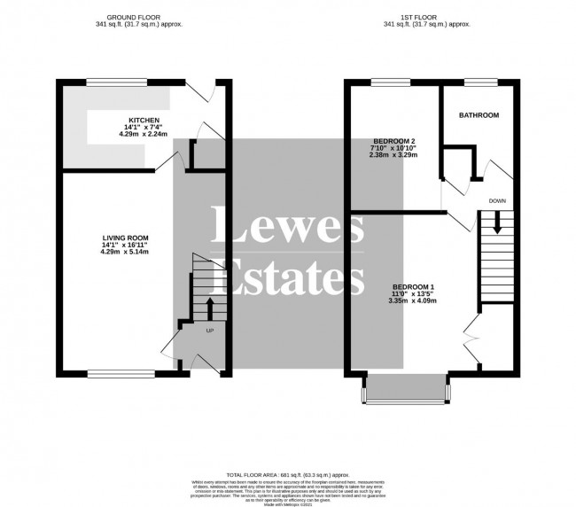 Floorplan for Old Malling Way, Lewes