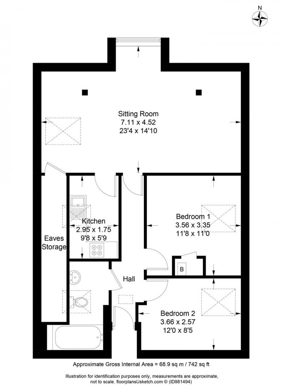 Floorplan for Foundry Lane, Lewes