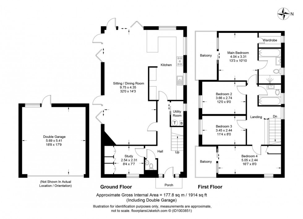 Floorplan for Downside, Lewes